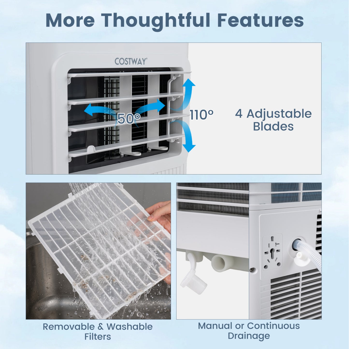 10000 BTU Portable AC with Sleep Mode and Window Kit Cools 450 Sq.Ft-White