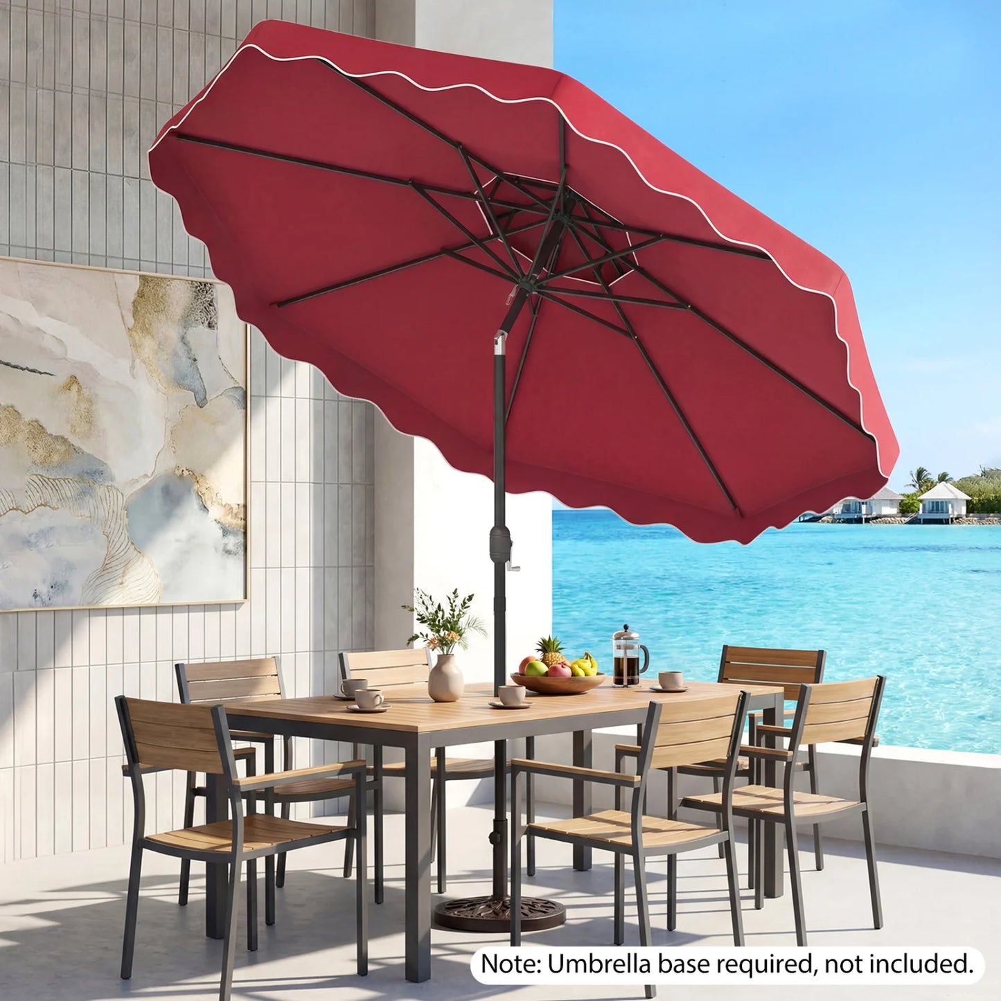10 Feet Patio Umbrella with Push Button Tilt and Crank-Beige