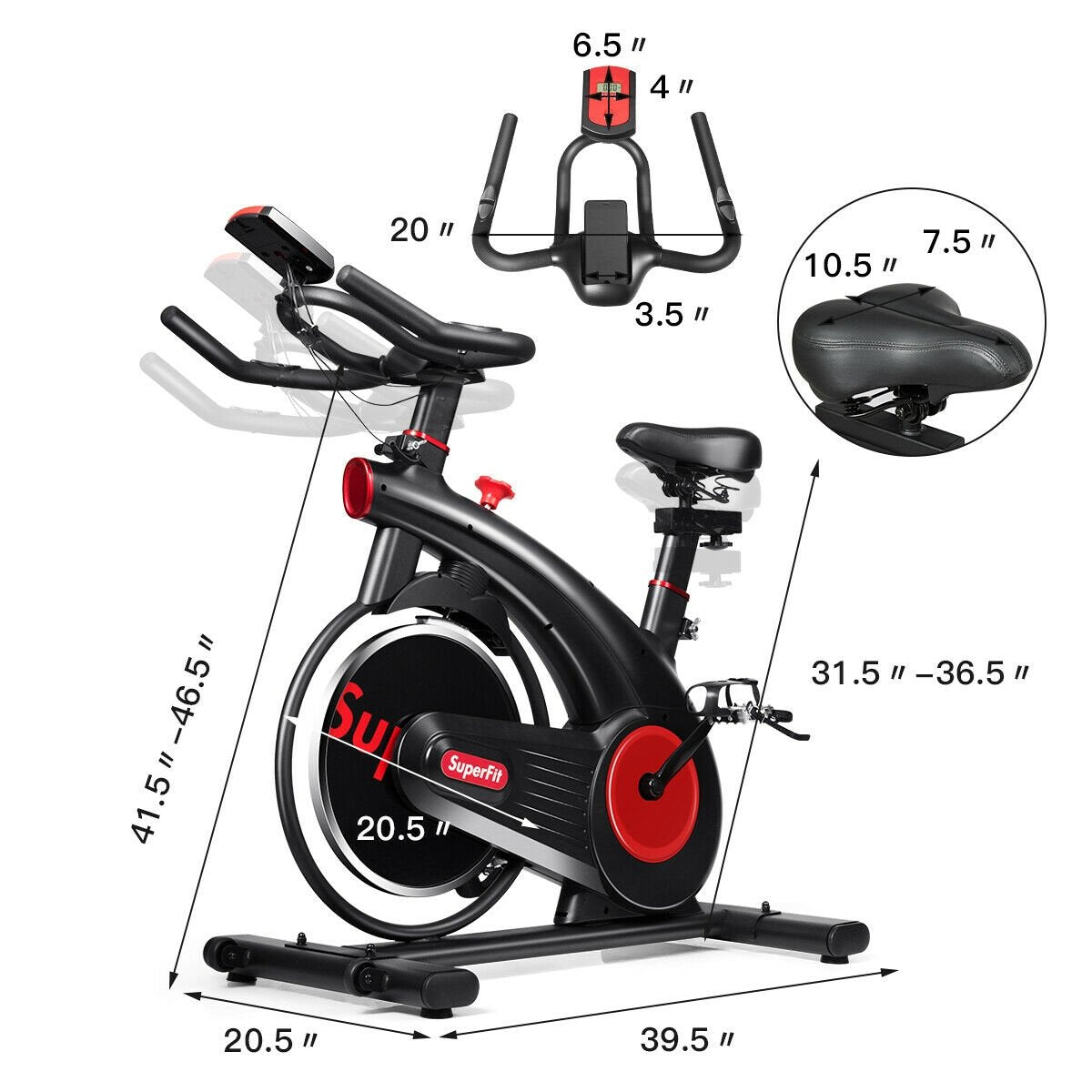 Stationary Exercise Bike Silent Belt with 20LBS Flywheel-Black