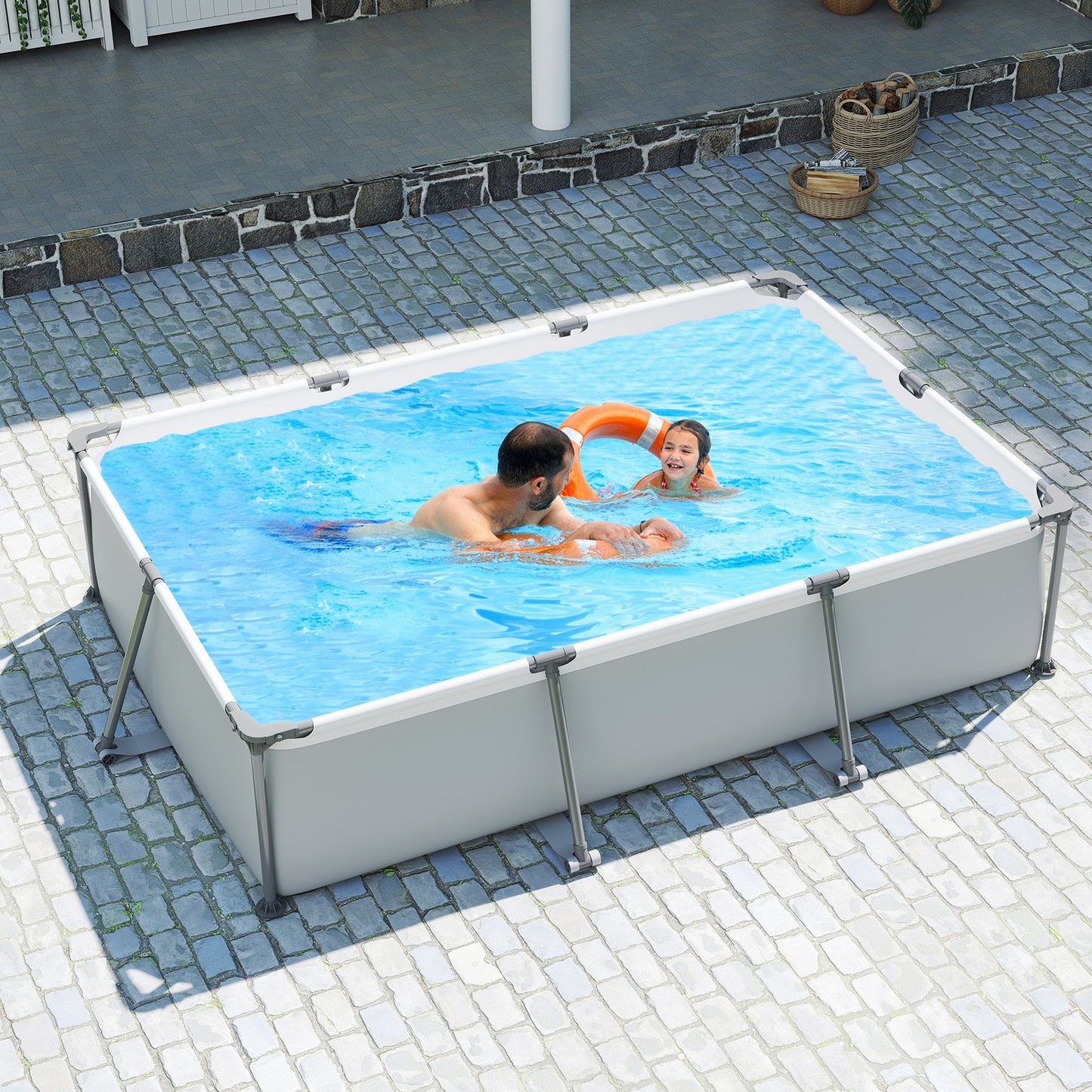 690/978/1158/1617 Gal Outdoor Family Swimming Pool with Metal Frame-6 ft