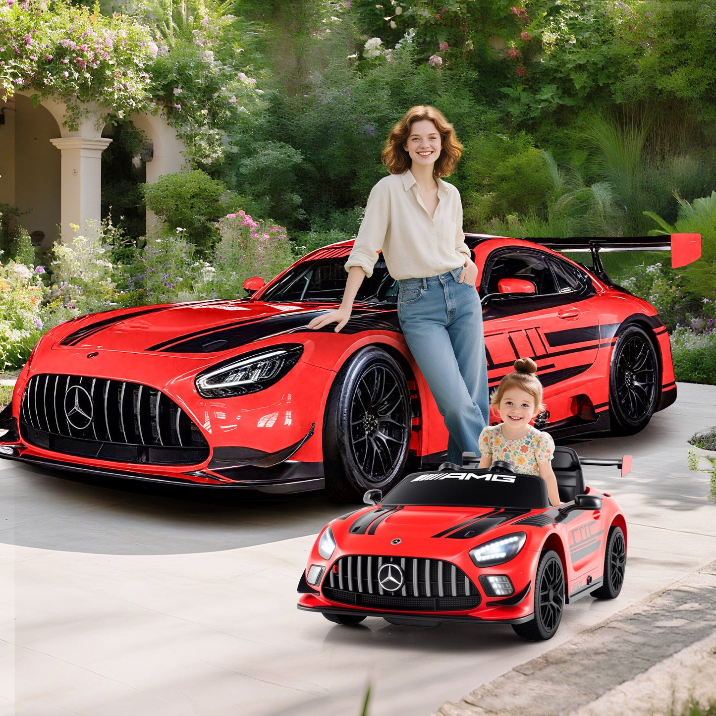 12V Kids Ride-On Car Mercedes-AMG GT3 Licensed with Adjustable Speed-Black