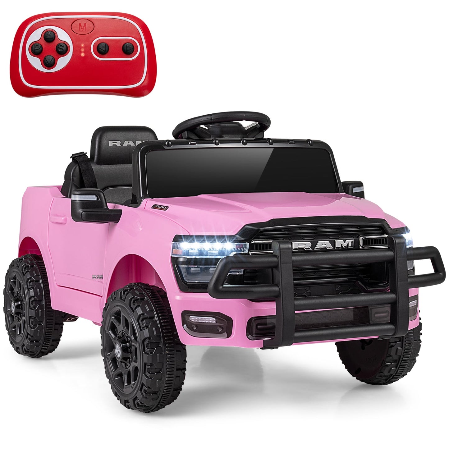 12V Kids Ride On Car Licensed RAM 3500 Electric Vehicle with Remote Control-Black