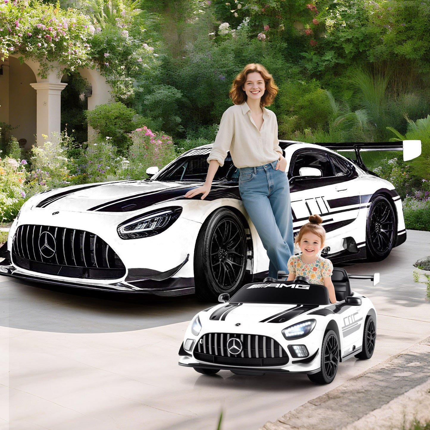 12V Kids Ride-On Car Mercedes-AMG GT3 Licensed with Adjustable Speed-Black