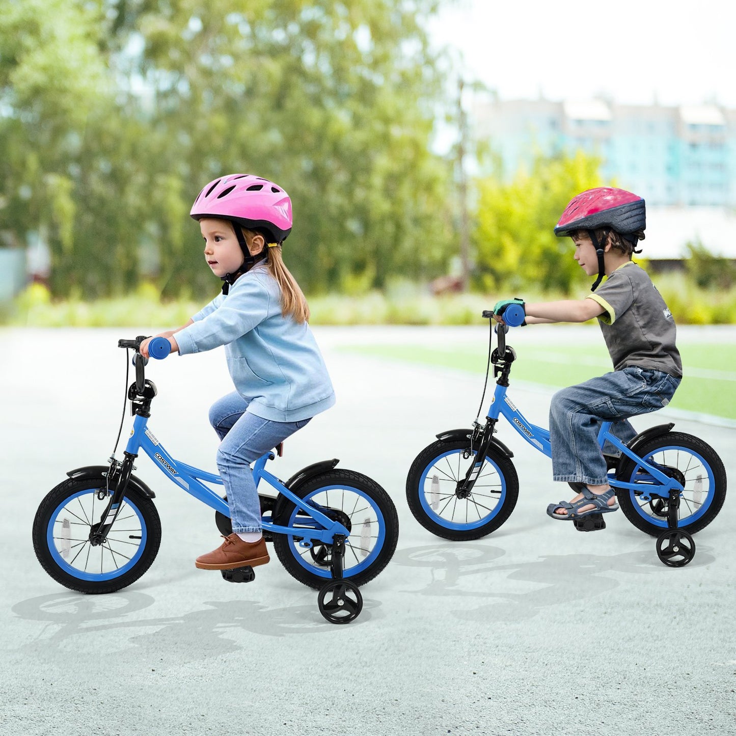 12/14/16/18 Inches Kids Bike with Removable Training Wheels and Adjustable Seatfor 3-8 Years Old Navy-12 inches