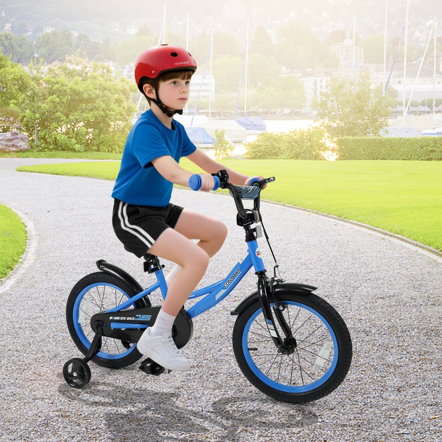 12/14/16/18 Inches Kids Bike with Removable Training Wheels and Adjustable Seatfor 3-8 Years Old Navy-12 inches