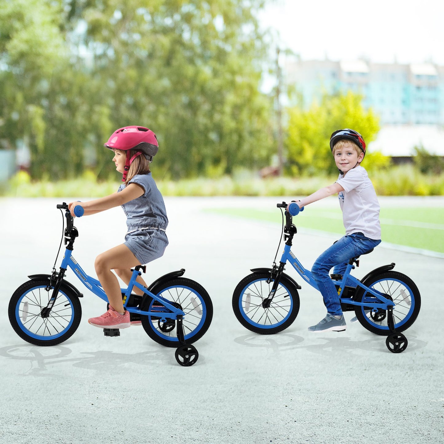 12/14/16/18 Inches Kids Bike with Removable Training Wheels and Adjustable Seatfor 3-8 Years Old Navy-12 inches