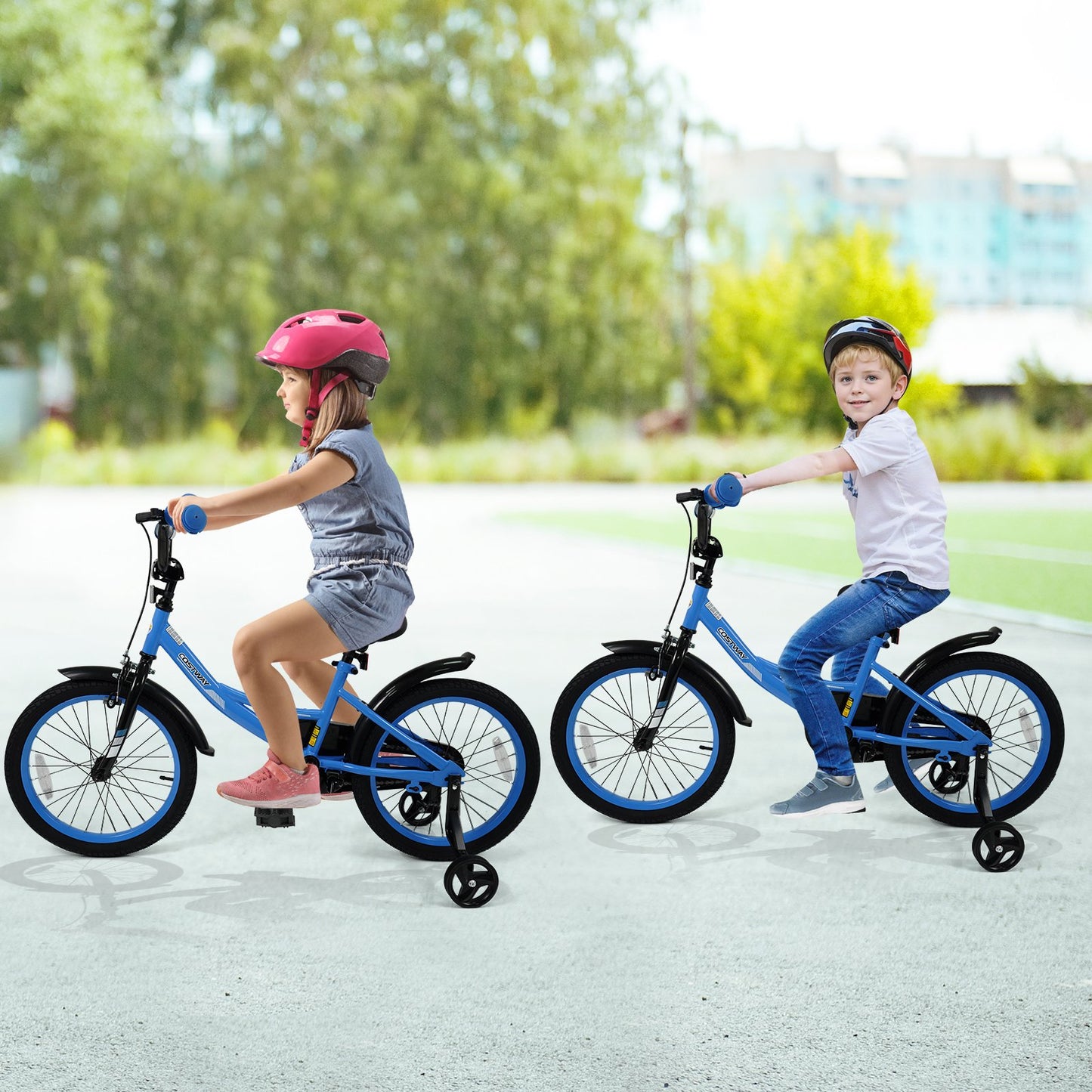 12/14/16/18 Inches Kids Bike with Removable Training Wheels and Adjustable Seatfor 3-8 Years Old Navy-12 inches