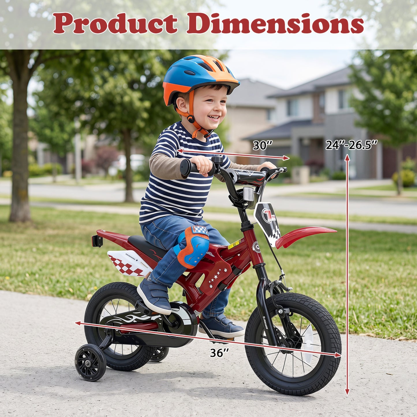 12 Inch Kids Bike Motorcycle-Inspired for Boy Girl Ages 3-4 Years-Black