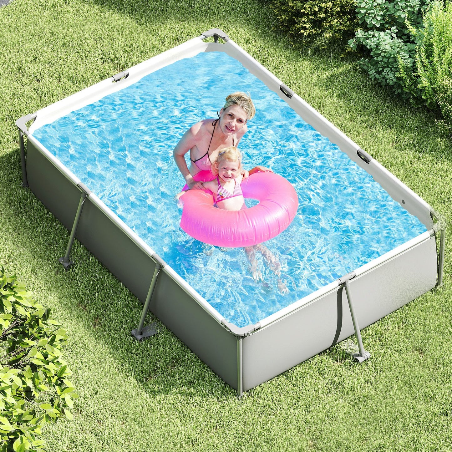 690/978/1158/1617 Gal Outdoor Family Swimming Pool with Metal Frame-6 ft