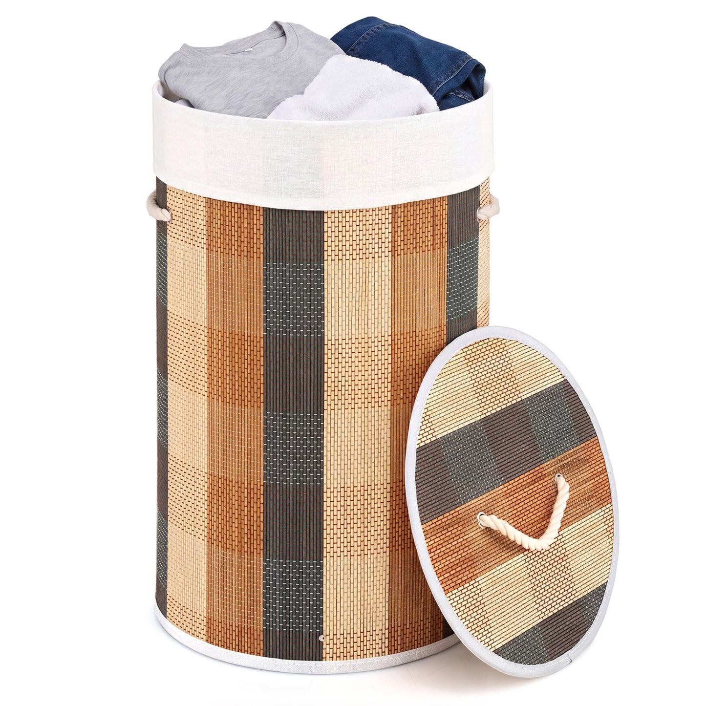 Colorful 13.2-gallon laundry hamper with removable, washable liner for bath or laundry room storage by Wilsons Home Store