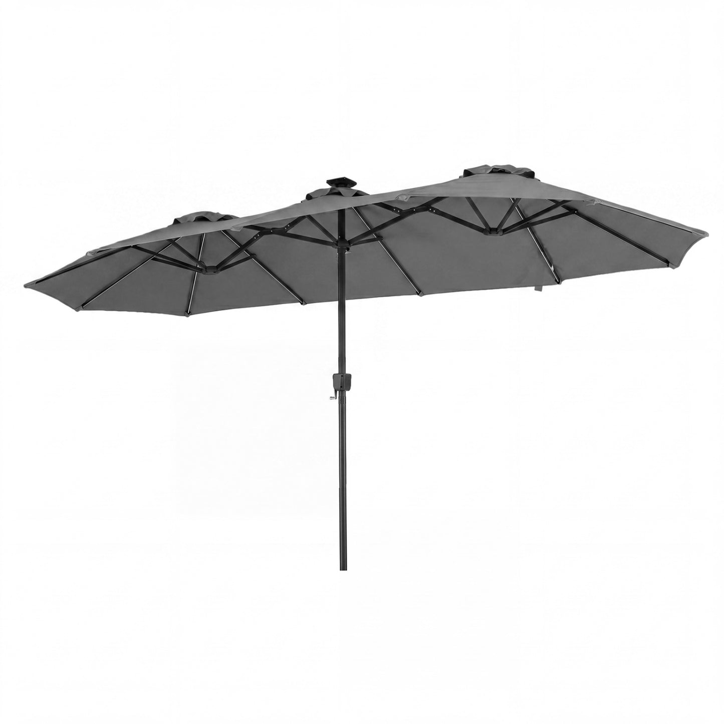 13 FT Double-Sided Patio Umbrella with Color-Changing Flowing Solar LED Lights-Beige