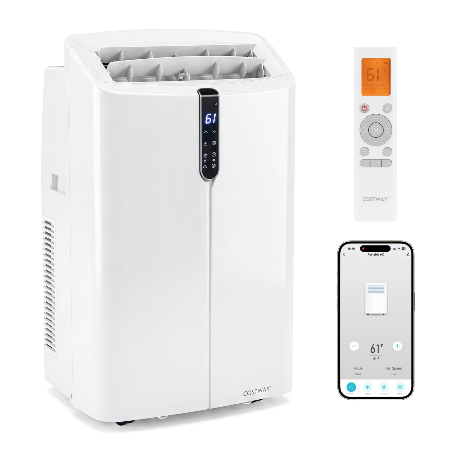 14000 BTU Smart Portable AC with APP Voice and Window Kit 47 dB-Black