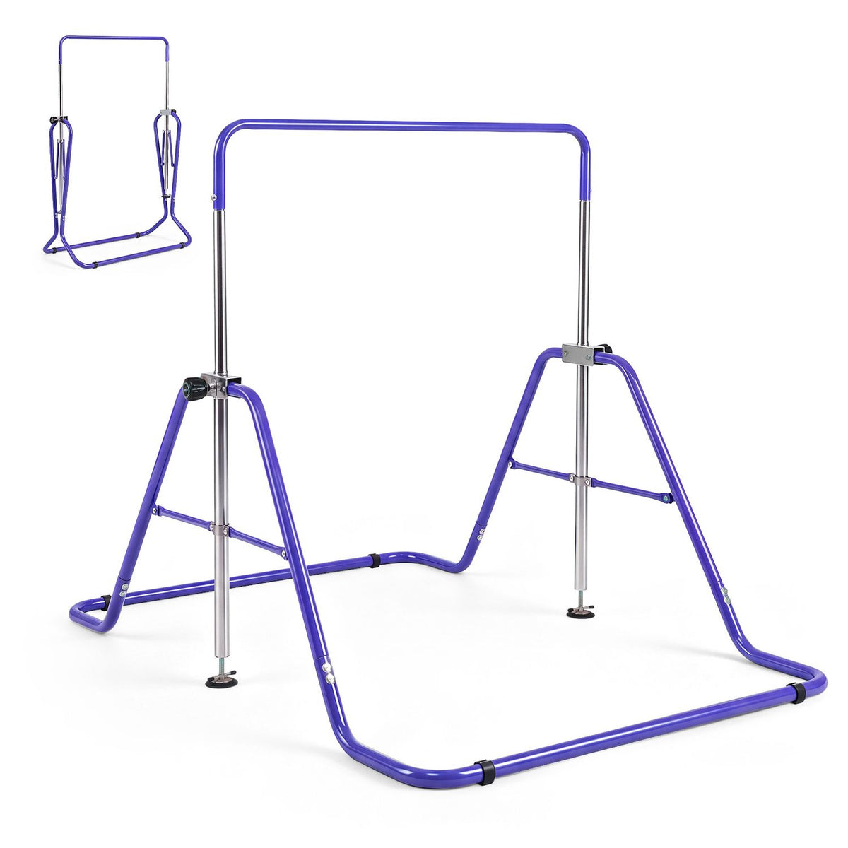 143 lbs Capacity Foldable and Adjustable Kids Gymnastics Bar with 5 Height Levels-Purple