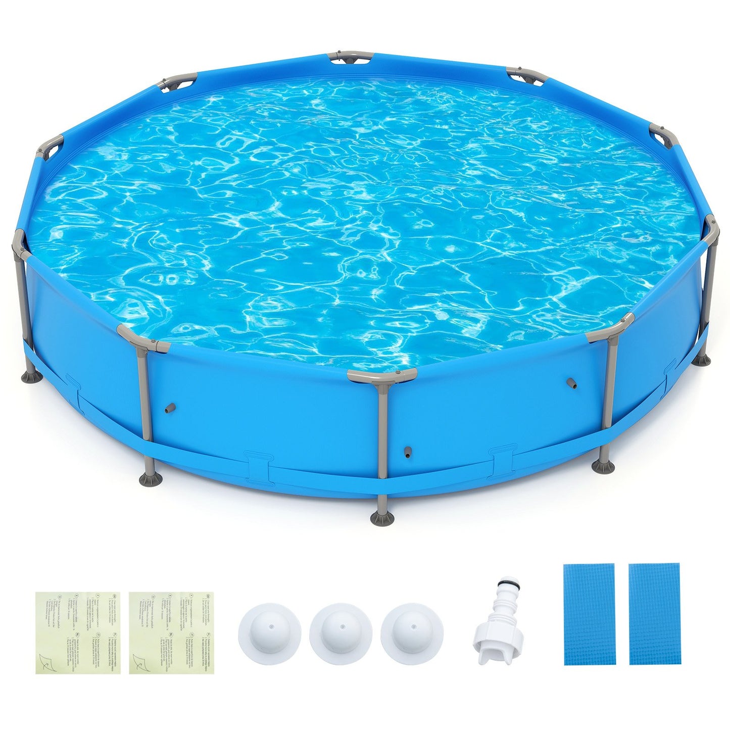 690/978/1158/1617 Gal Outdoor Family Swimming Pool with Metal Frame-6 ft