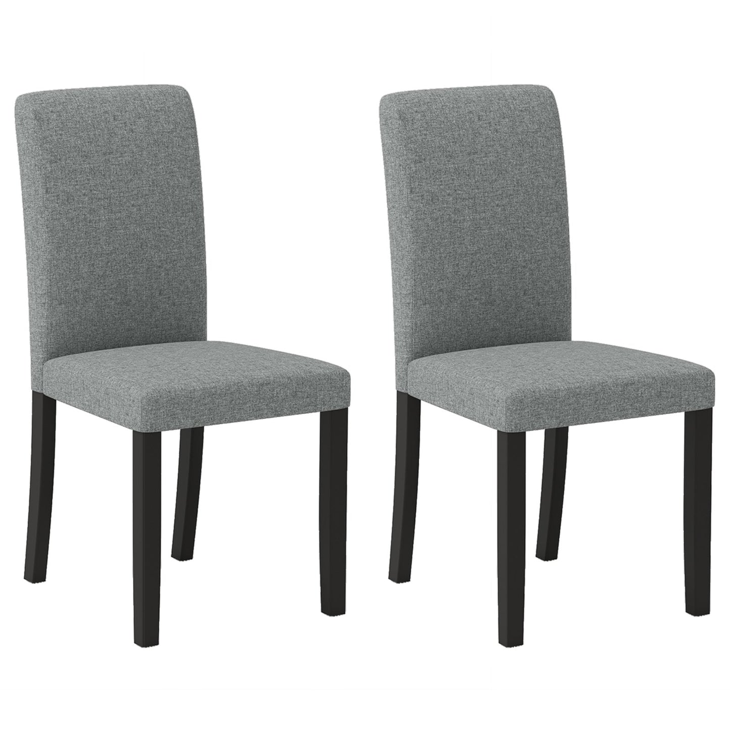 Dining Chair Set of 2 Mid-Century Modern Chairs with Rubber Wood Legs-Gray