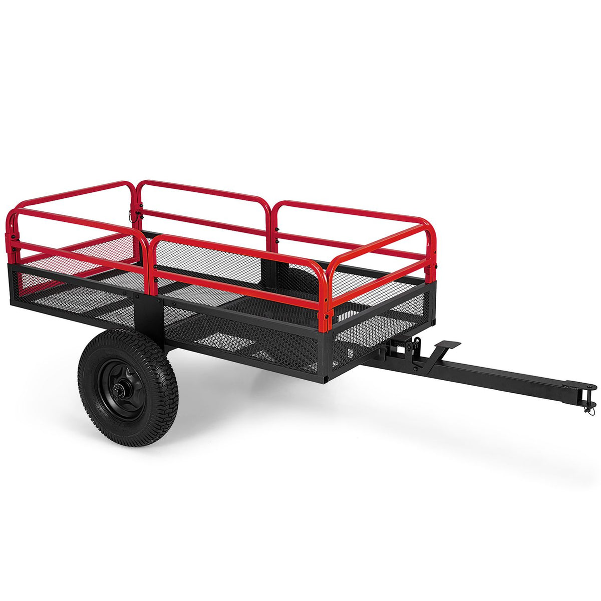 1540 LBS Capacity 17.6 Cu. Ft Heavy Duty Metal Dump Cart Trailer-Red