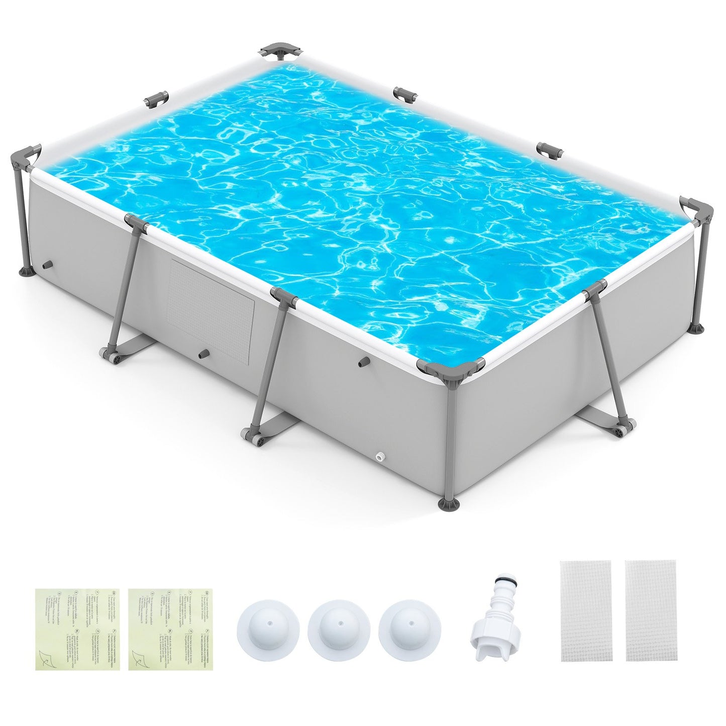 690/978/1158/1617 Gal Outdoor Family Swimming Pool with Metal Frame-6 ft