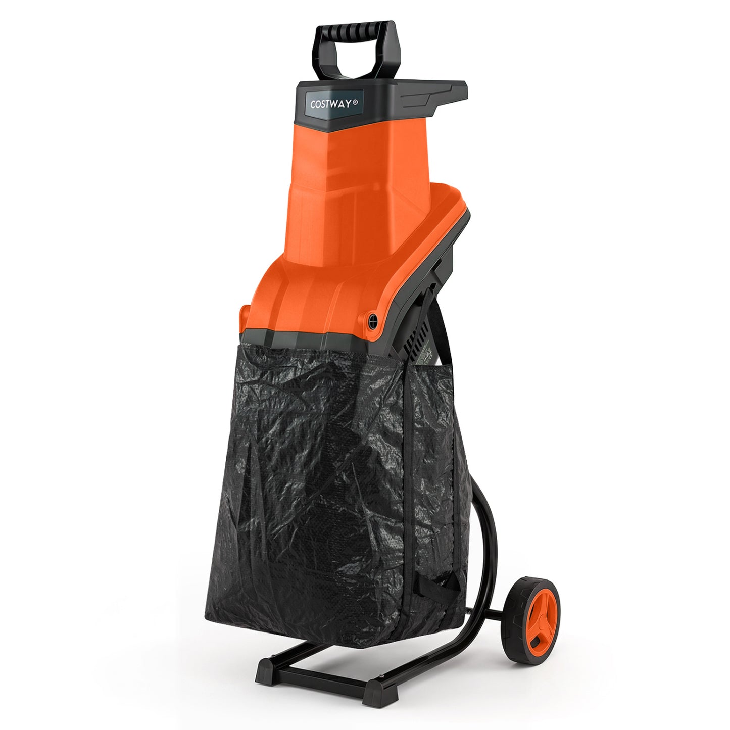 Green 15-Amp electric wood chipper and shredder for garden lawn care, handles branches up to 1.8 inches in diameter.