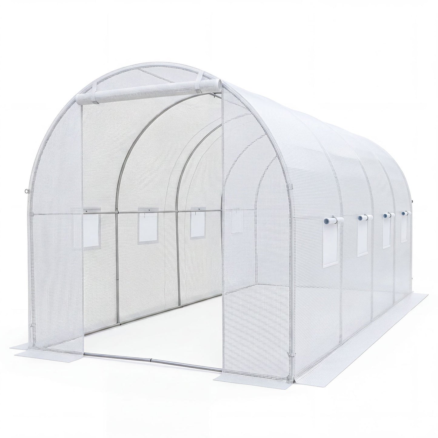 Large 15x7x7 ft green walk-in outdoor greenhouse by Wilsons Home Store, ideal for garden cultivation and plant protection.