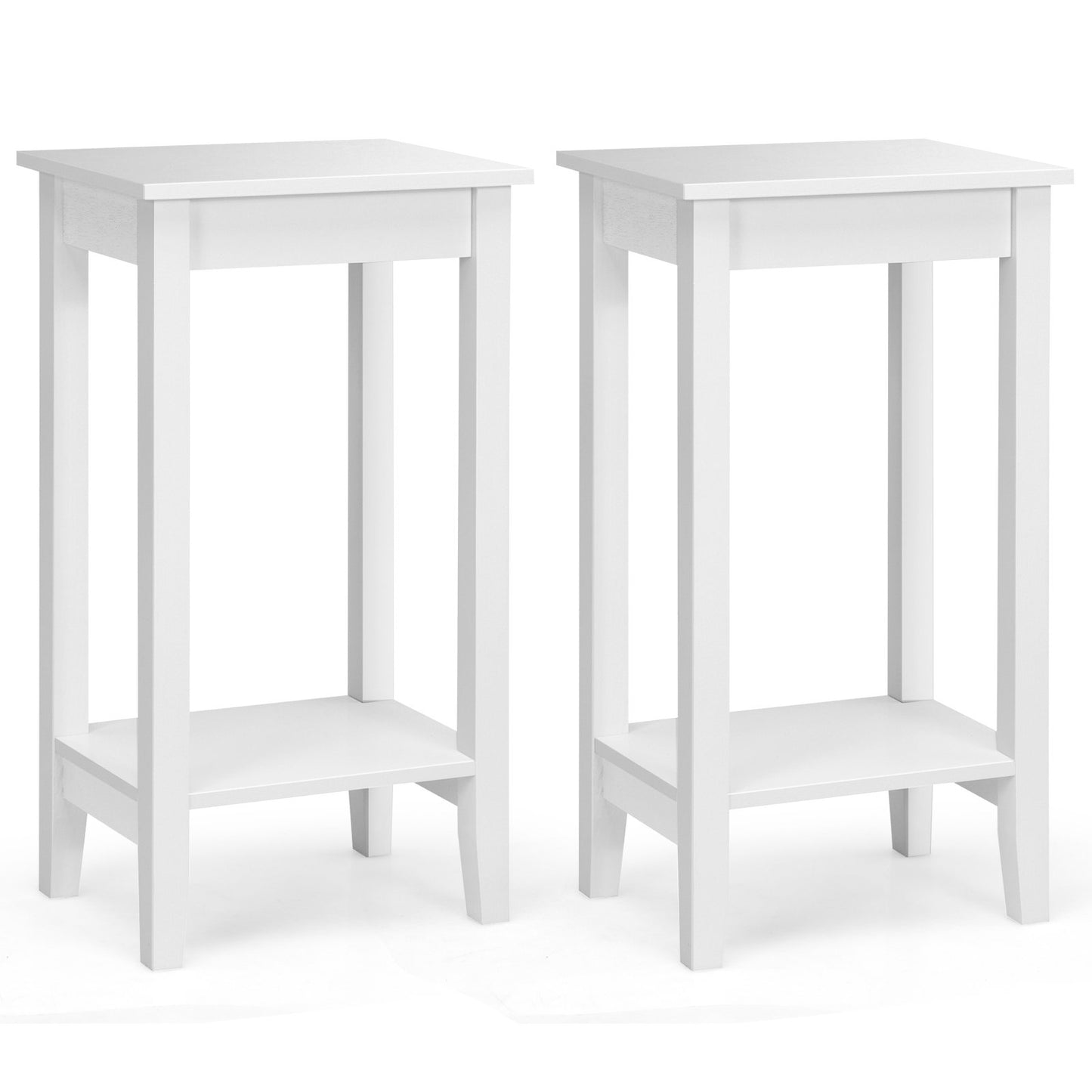 Set of 2 Versatile 2-Tier End Table with Storage Shelf-Black