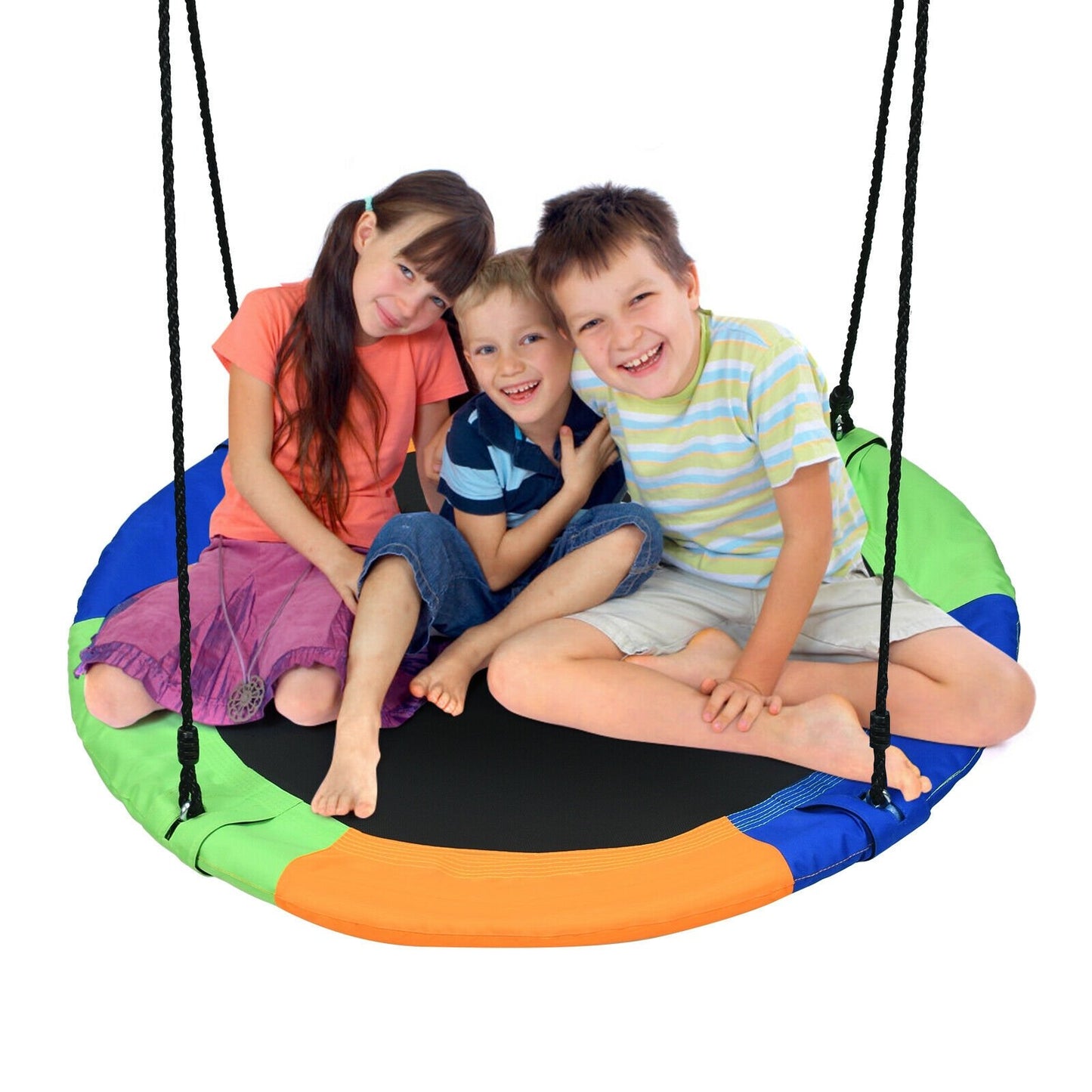 40 Inch Flying Saucer Tree Swing Outdoor Play Set with Adjustable Ropes Gift for Kids-Green