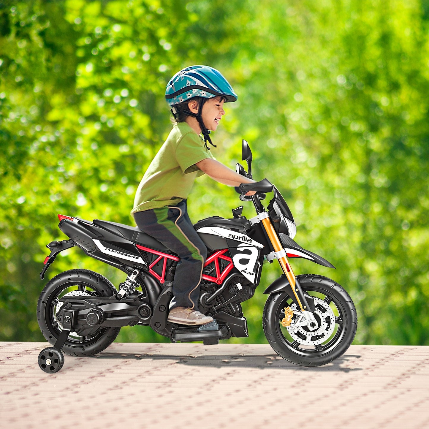 Aprilia Licensed 12V Kids Ride-On Motorcycle-Black