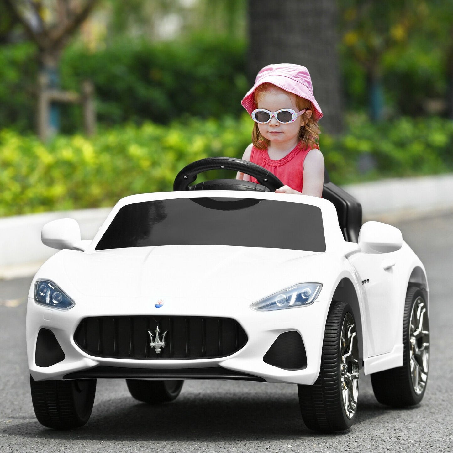 12V Kids Ride-On Car with Remote Control and Lights-Pink