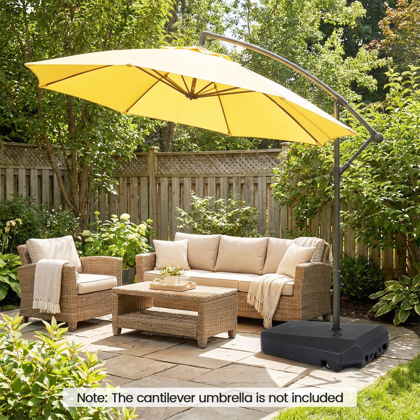 165 LBS Cantilever Umbrella Base with Wheels and Cross Base