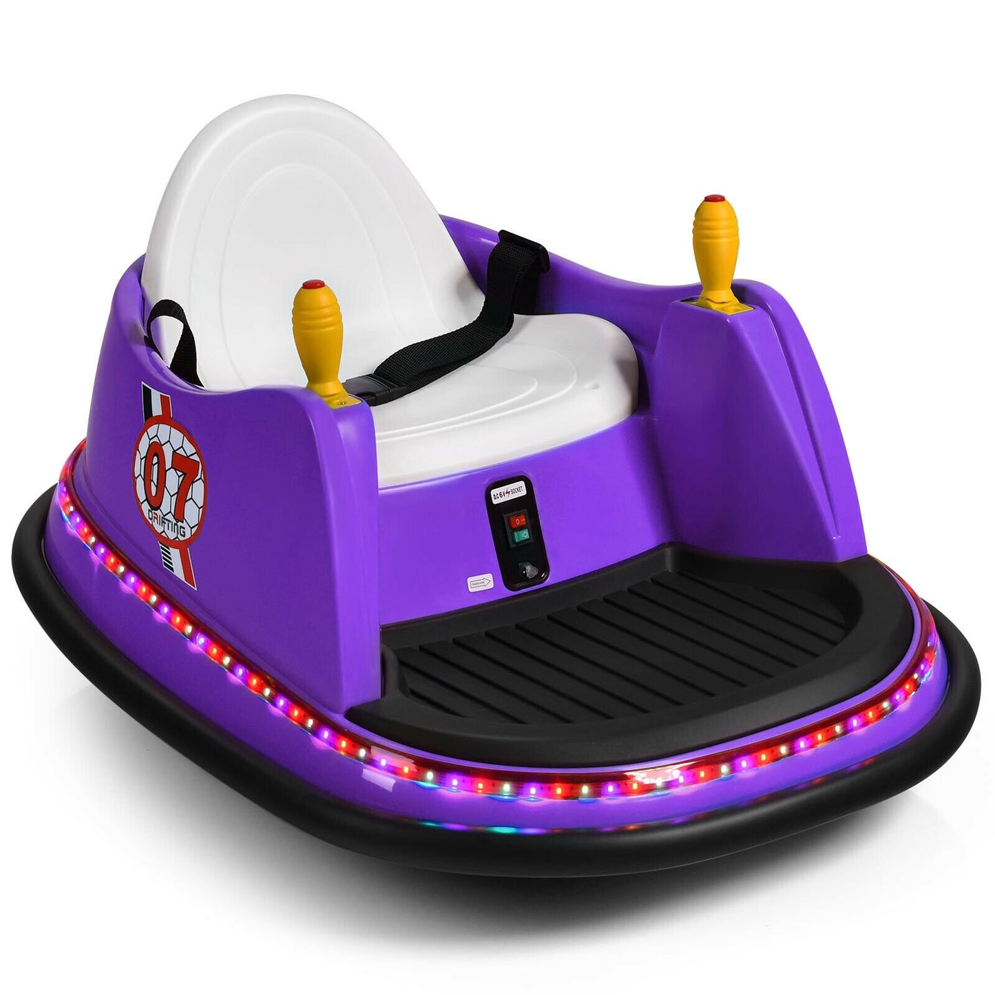 12V Electric Kids Ride On Bumper Car with Flashing Lights for Toddlers-Blue