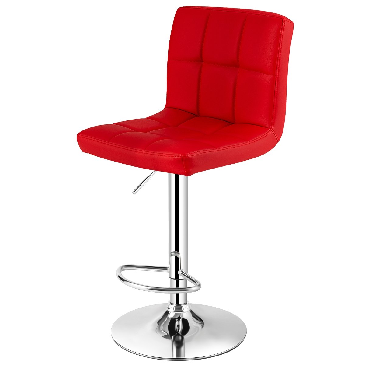Adjustable Swivel Bar Stool with PU Leather-Black