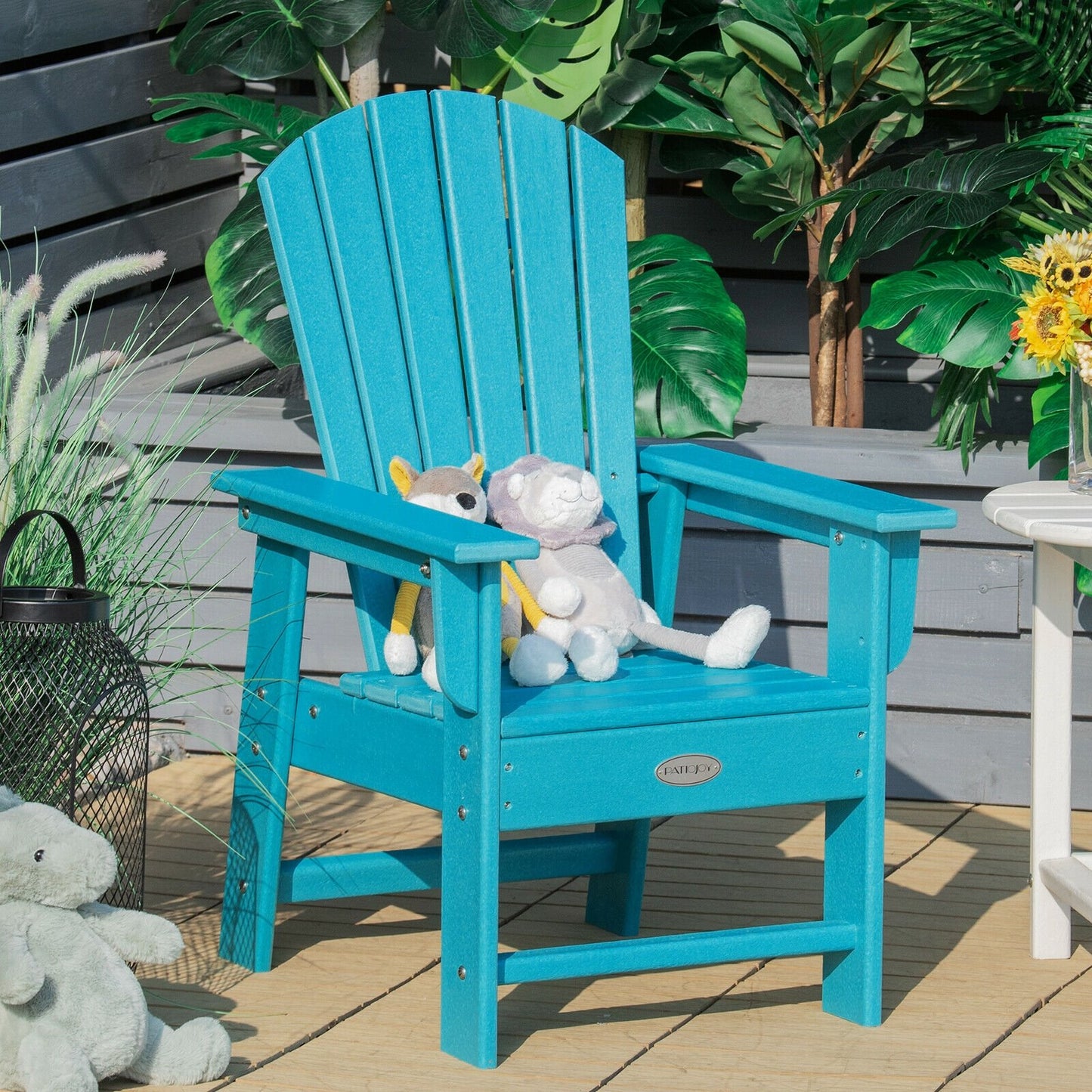 Patio Kids' Adirondack Chair with Ergonomic Backrest-Blue