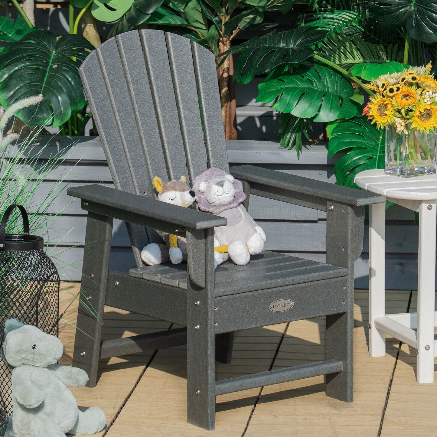 Patio Kids' Adirondack Chair with Ergonomic Backrest-Blue