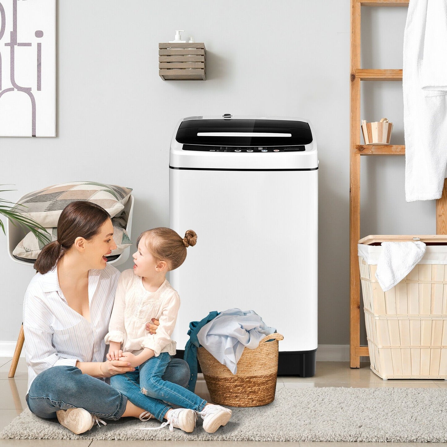 Full-Automatic Washing Machine 1.5 Cu.Ft 11 LBS Washer and Dryer-Gray