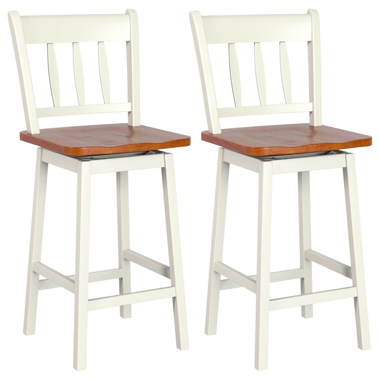 24.5 Inches Set of 2 Swivel Bar Stools with 360° Swiveling-Black