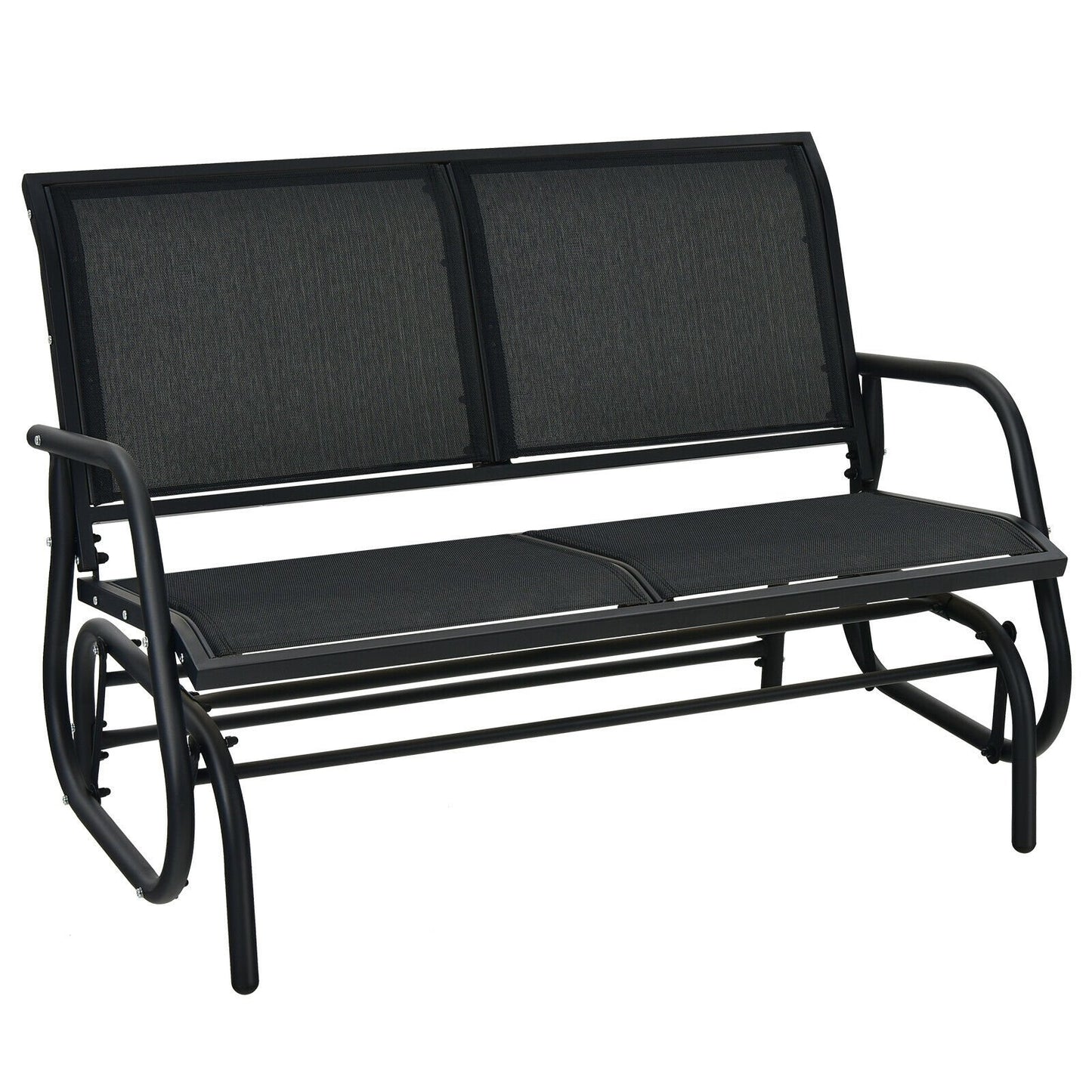 Swing Glider Chair 48 Inch Loveseat Rocker Lounge Backyard-Beige