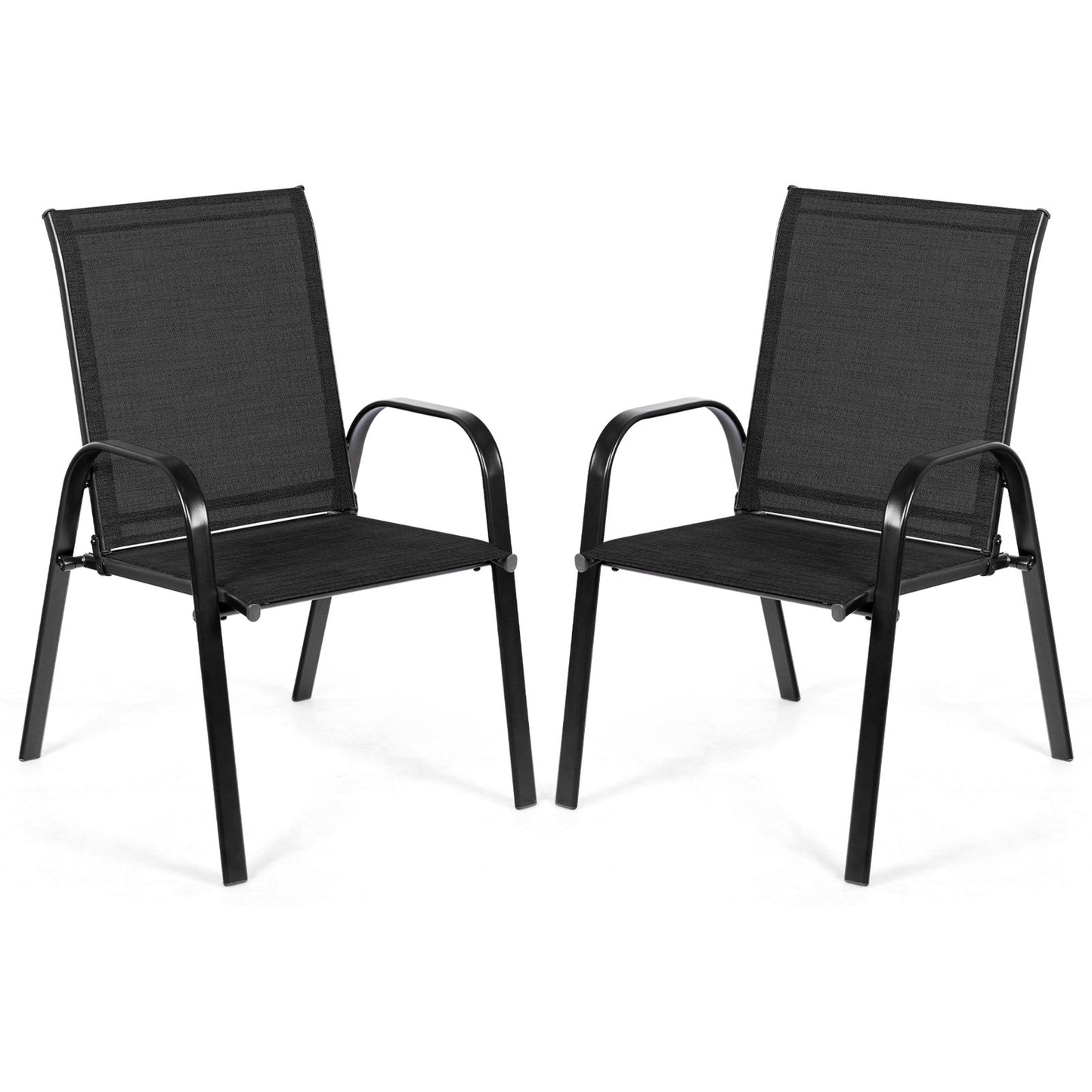 2 Pieces Patio Outdoor Dining Chair with Armrest-Beige