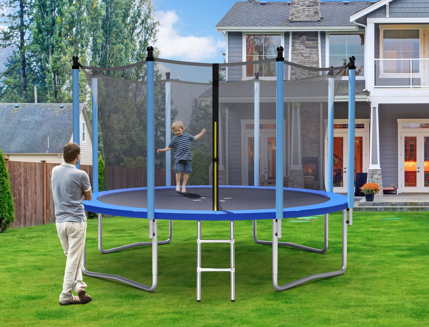 Outdoor Trampoline with Safety Closure Net-12 ft