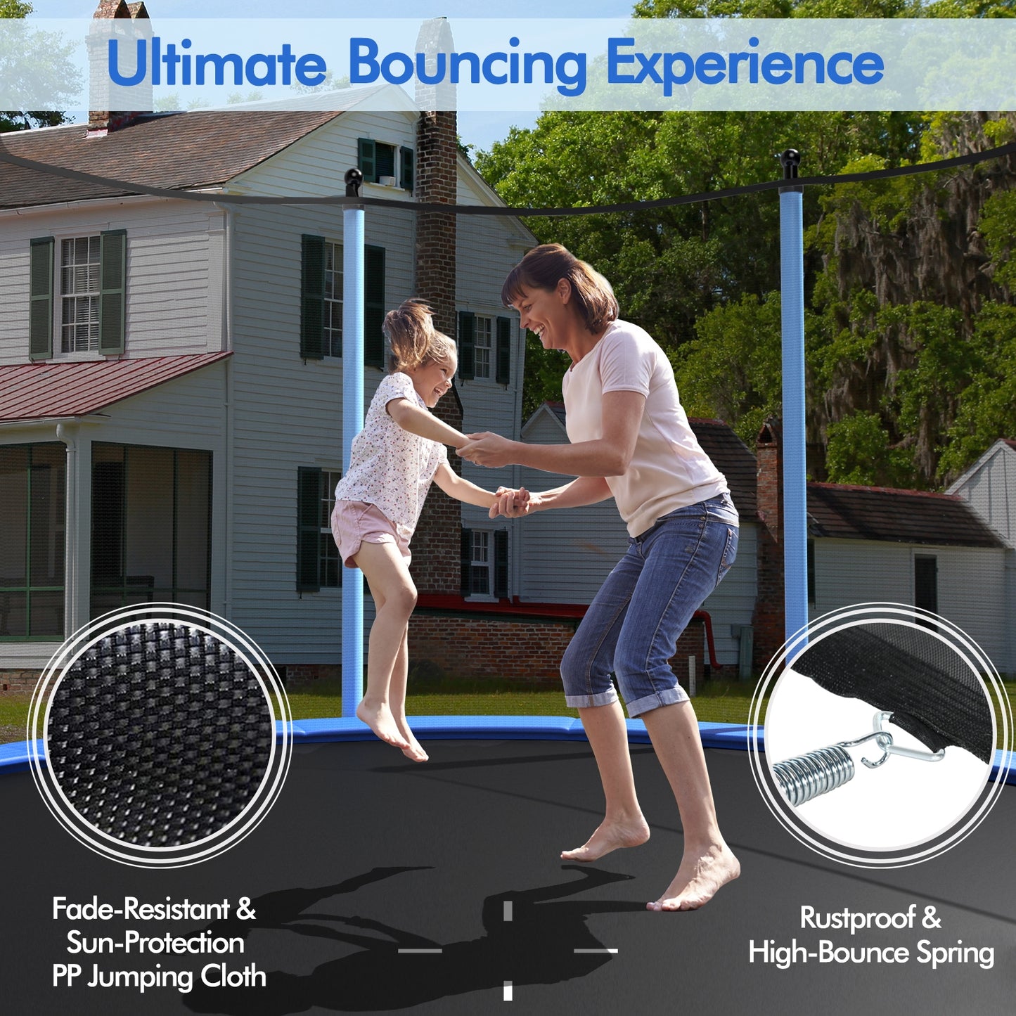 Outdoor Trampoline with Safety Closure Net-12 ft