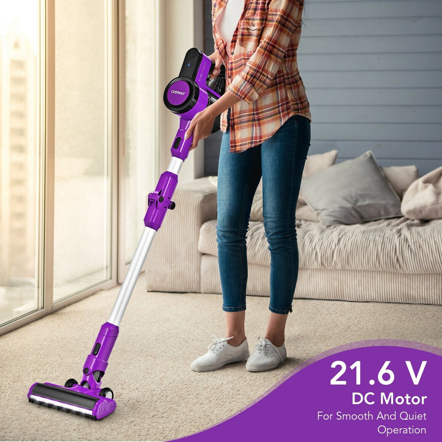 3-in-1 Handheld Cordless Stick Vacuum Cleaner with 6-cell Lithium Battery-Blue