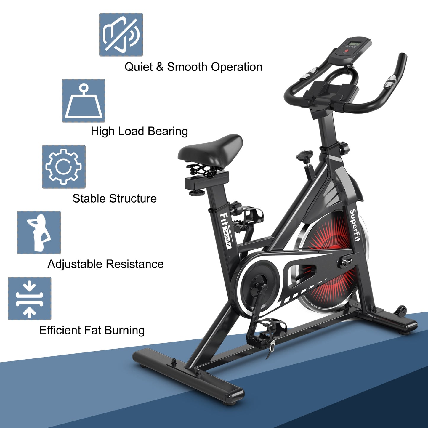 Adjustable Indoor Silent Belt Drive Resistance Cycling Stationary Bike
