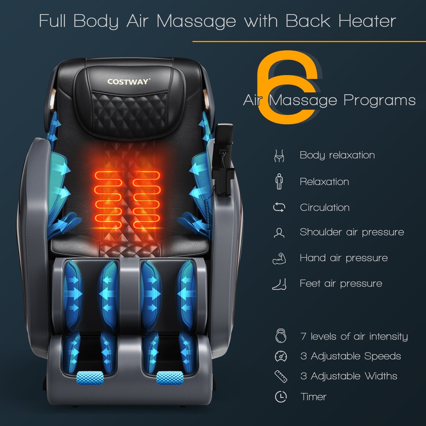 Enjoyment 05 - 3D SL Track Thai Stretch Zero Gravity Full Body Massage Chair Recliner-Black