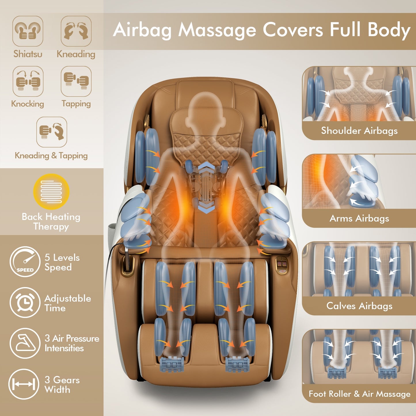 Relaxe Zero Gravity Shiatsu Massage Chair with Heating (SL-Track)-Peru