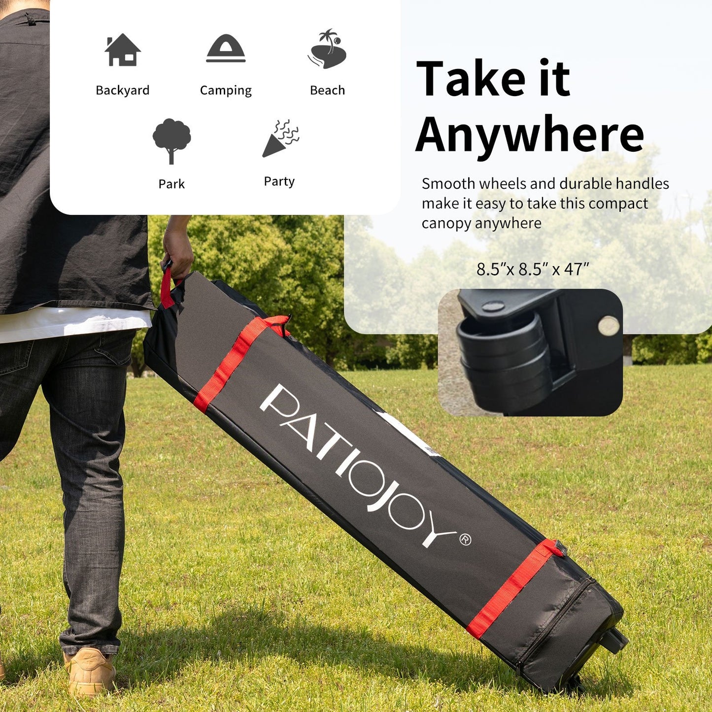 6.6 x 6.6 Feet Outdoor Pop-up Canopy Tent with Roller Bag-Blue