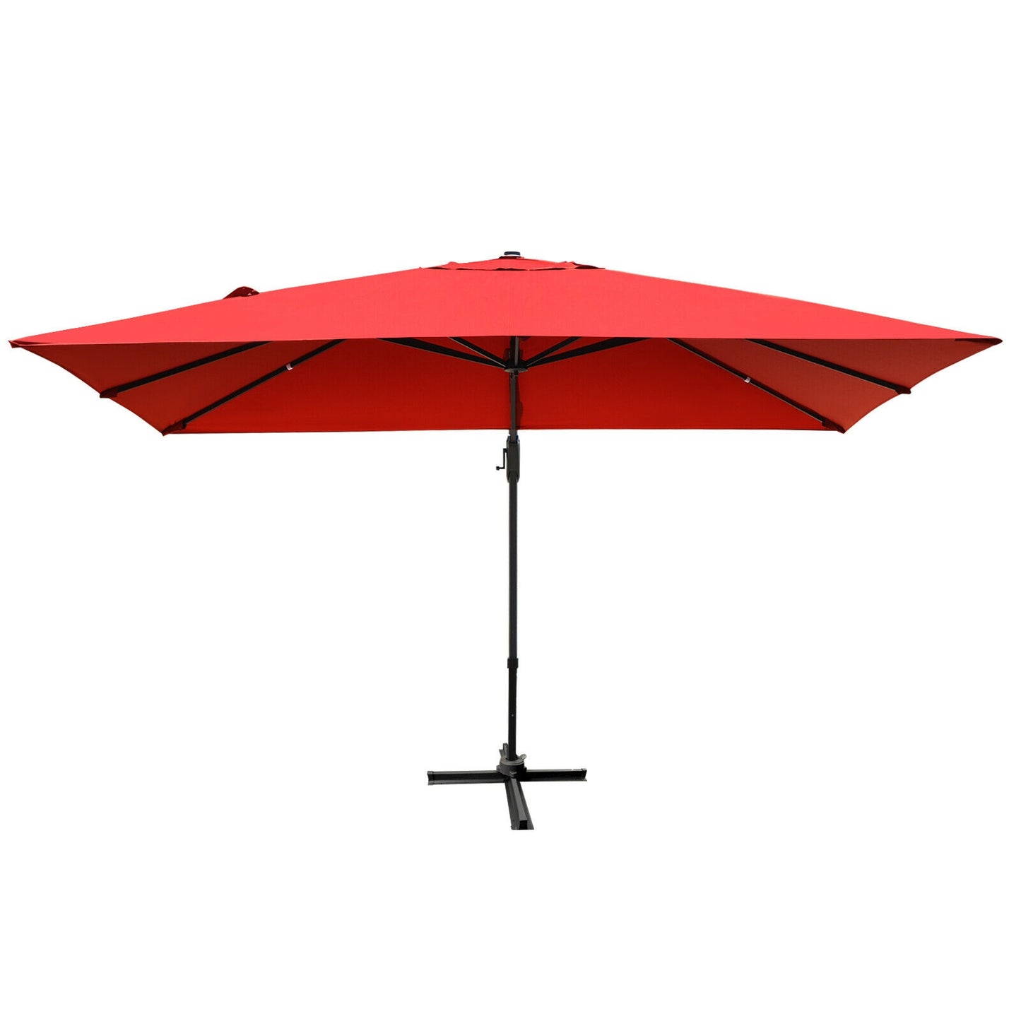 10 x13 Feet Rectangular Cantilever Umbrella with 360° Rotation Function-Wine