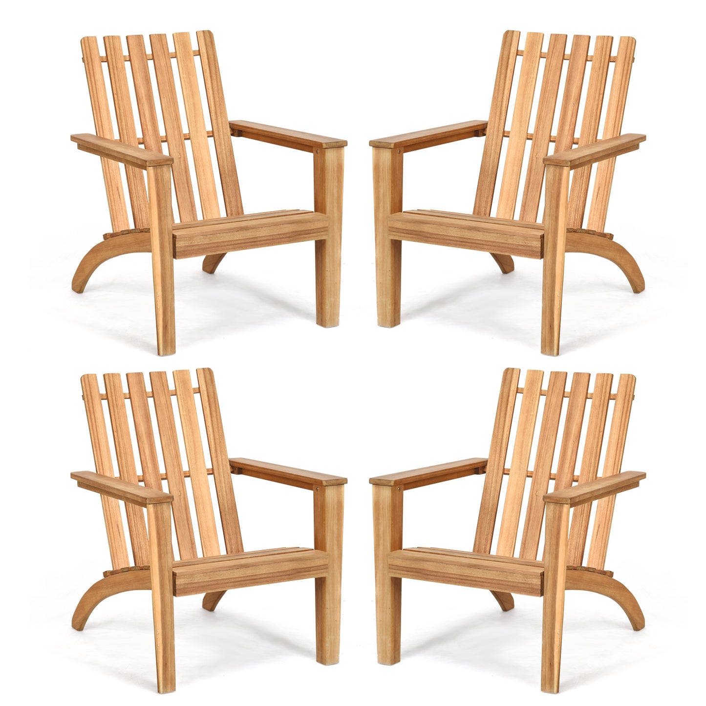 Outdoor Durable Patio Acacia Wood Adirondack Lounge Armchair-Natural