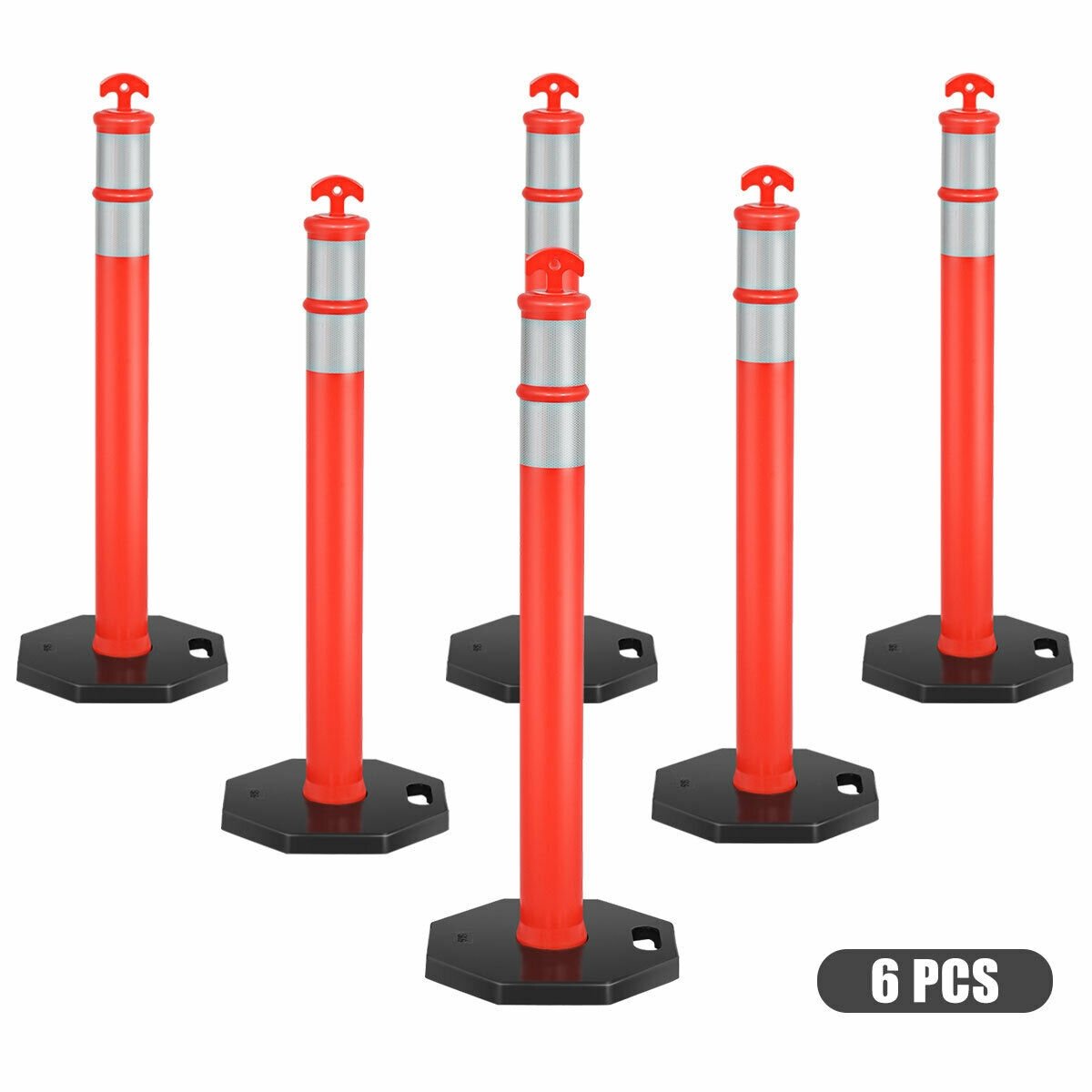 6 Pack 45 Inch Orange Traffic Delineator Post Cone