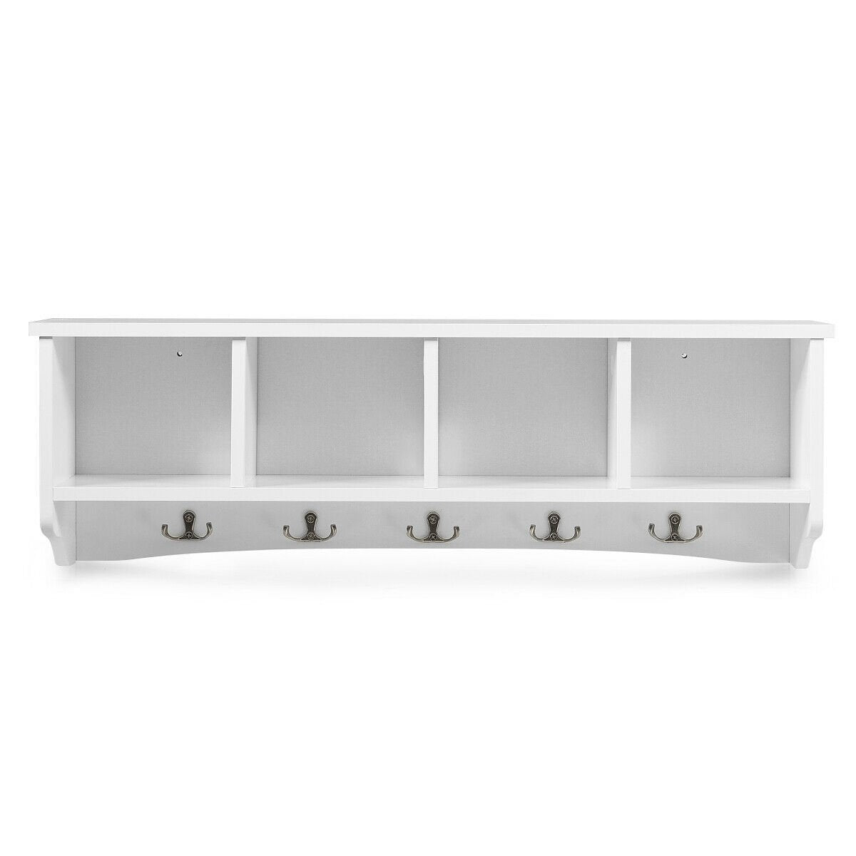 Hanging Entryway Shelf Coat Rack Wall Mounted Storage Cabinets-Black