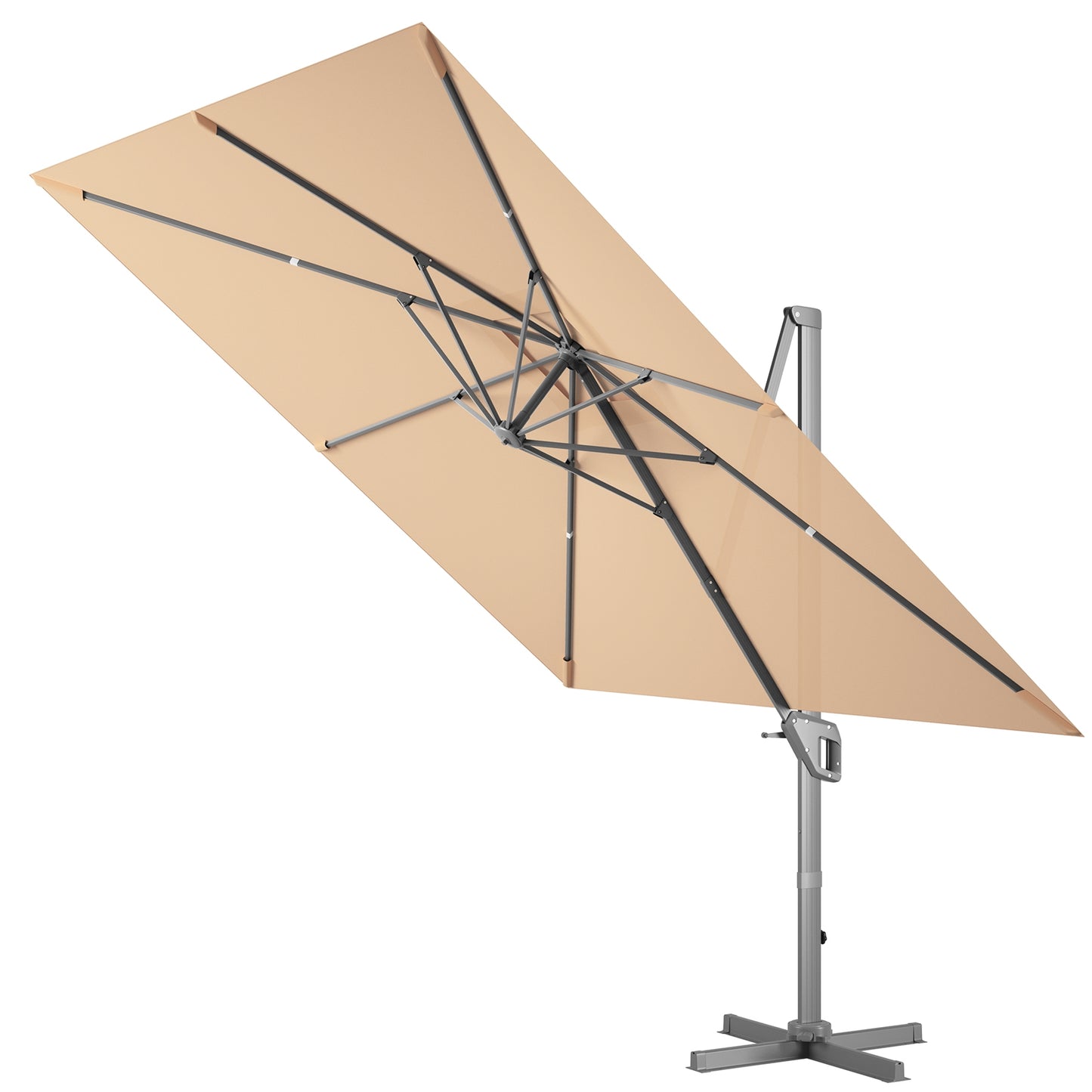 10 x 10 Feet Patio Offset Cantilever Umbrella with Aluminum 360-degree Rotation Tilt-Beige