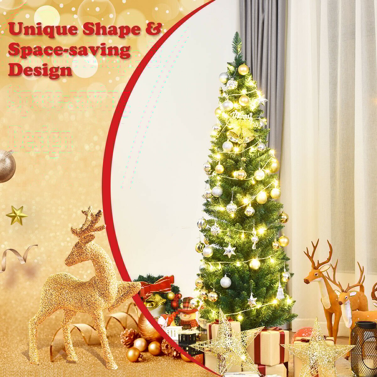 PVC Artificial Slim Pencil Christmas Tree-7'