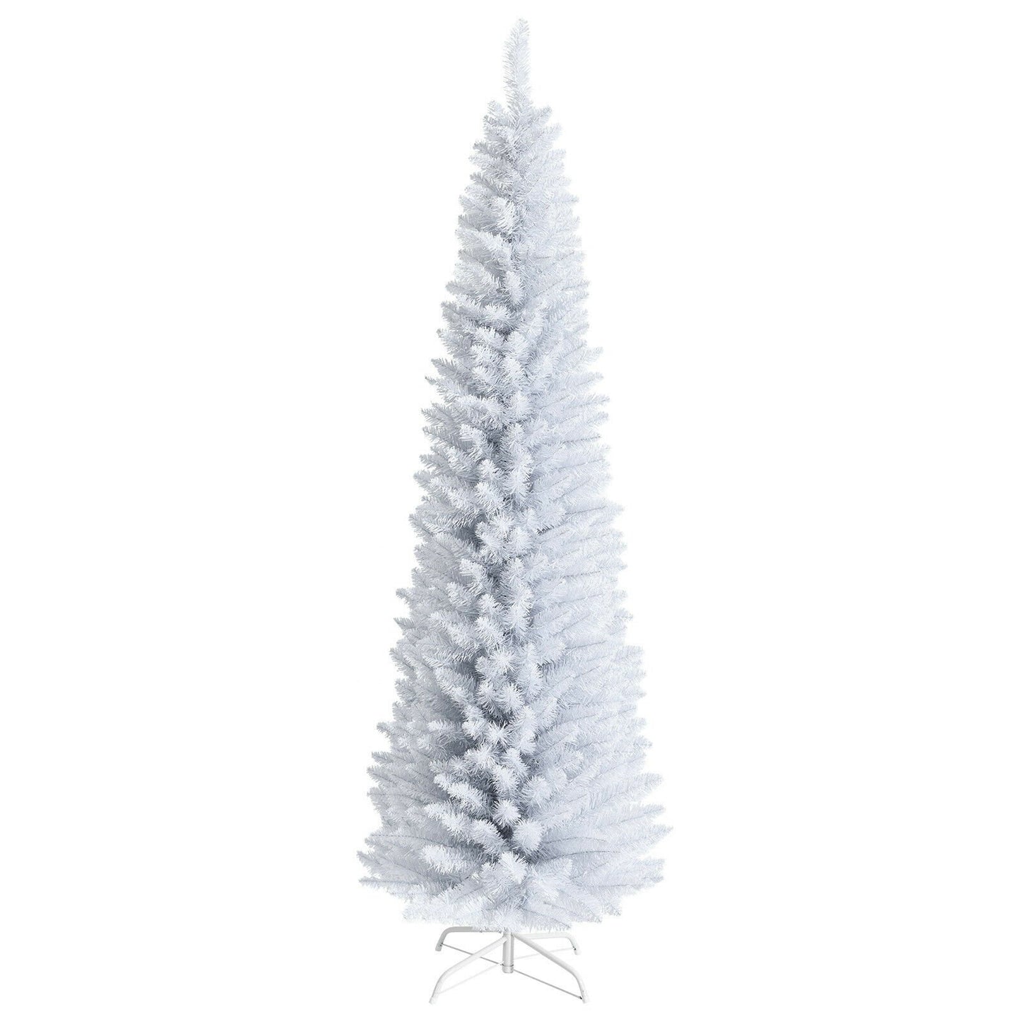 Slim Artificial Christmas Pencil Tree with PVC Needles and Folding Metal Stand-5'